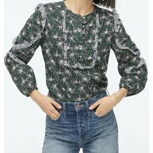 J.Crew Liberty London Franklyn Floral Ruffled Long Sleeve Cotton Top Medium